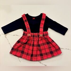 carters. 3m Red plaid jumper with black long sleeve tee.